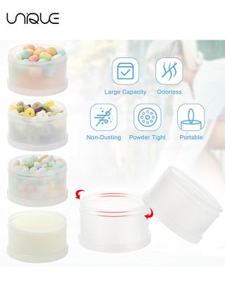 1 Pcs Protein Powder Container with Funnels Stand, 4 Stackable Leakproof Protein Powder Dispenser, Portable Keychain Powder Container for Workout, Fitness, Travel(White) - view 4